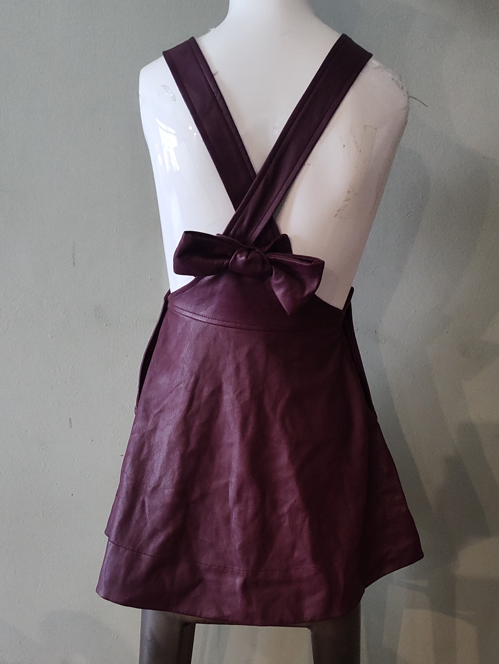 Maeve Anthropologie Maroon Faux Leather Pinefore Xxs - Picture 3 of 7